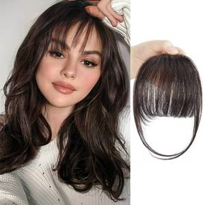 lot 4291 image: BOGSEA Clip in Bangs Real Human Hair Bangs Hair Clip Fringe with Temples Hairpieces for Women Natural Looking Fake Bangs for Daily Wear (Wispy Bangs, Dark Brown)