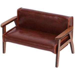 lot 4297 image: ibasenice Miniature Wooden Sofa Chair - Faux Leather Mini Couch Dollhouse Furniture 112 Scale - Realistic Micro Landscape Decor, Brown Small Bench for DIY Crafts, Photography Props and Collectors