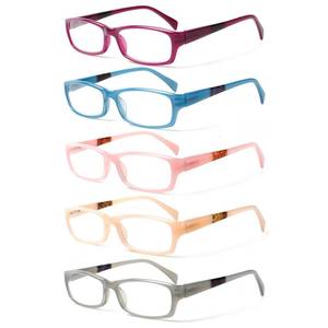 lot 4299 image: Kerecsen Reading Glasses 5 Pairs Fashion Ladies Readers Spring Hinge with Pattern Print Eyeglasses for Women (Mix Color -9, 1.50)