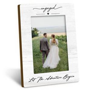 lot 4314 image: DUXMNAMG Engagement Couples Newlyweds Picture Frame 4x6, Engagement Gifts for Couples, Just Engaged Gift, Wedding Gifts for Newlyweds Bride Groom, Engaged Couple Photo Frames for Desk Shelf Decor
