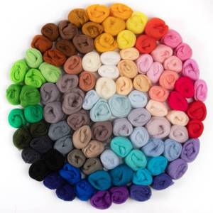 lot 5413 image: 96pcs 10.4 oz Needle Felting Wool - 48 Colors Nature Wool Roving Yarn for Beginners Hand Spinning Felting Supplies, 3gPack