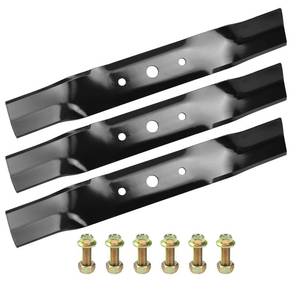 lot 5416 image: GUSUHAWK 3 Pack GX20250 Mower Blades with Bolts Replace John Deere 48 Inch Mower Blades GY20568, GX20819 for L120, L130, 1948GV, 1948HV, 2148HV, L2048, L2548 48 inch Deck Mulching Blade