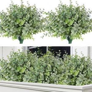 lot 5420 image: RECUTMS 8 Bundles Artificial Greenery Plants Stems Outdoor Fake Eucalyptus Plants Boxwood Bushes for Summer Spring Farmhouse Office Vase Centerpiece Indoor Graduation Wedding Decoration(Dusty Green)