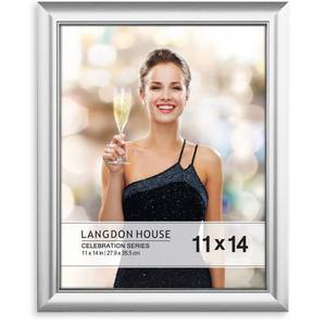 lot 5421 image: Langdon House 11x14 Silver Picture Frame, Contemporary Glam Photo Frame 11 x 14, Wall Mount or Table Top, Celebration Collection