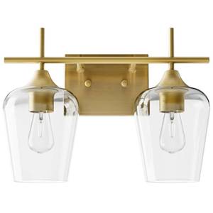 lot 5439 image: VONLUCE Bathroom Vanity Light, 2-Light Bathroom Light Fixture Over Mirror, Vanity Light Fixtures with Clear Glass, Modern Wall Sconce for Bathroom Bedroom Hallway Kitchen, Brushed Gold