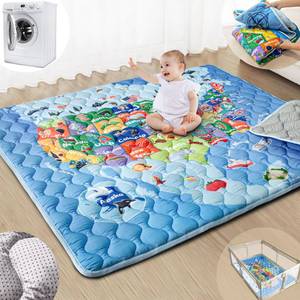 lot 5442 image: Beavtaens Baby Play Mats for Floor, 71x59 Upgraded Thickness & Larger Super Soft Playmat for Babies and Toddlers, Foldable Washable, Upgrade Anti-Slip Crawling Mat for Playpen(Map)