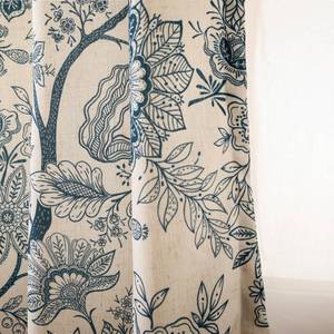 lot 5450 image: ISAENNE Vintage Linen Semi Blackout Blue Floral Curtains,Cottage Western Home Decor Curtain with Grommets for Living Room Bedroom Kitchen Window,2 Panels 65 Inches Wide by 71 Inches Long -Ruyi B