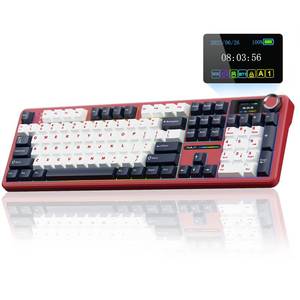 lot 5453 image: AULA F108 PRO - Wireless Mechanical Keyboard with Screen&Knob,Hot Swappable Gaming Keyboard with 8000mAh Battery,Pre-lubed Switches,RGB Backlit,PBT Keycaps Creamy Sounding Computer Keyboards,104 Keys missing one key button