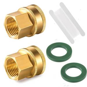 lot 6293 image: Brass Garden Hose Adapter, 34 GHT Female x 12 NPT Female Swivel Connector,GHT to NPT Adapter Brass Fitting,Brass Garden Hose to Pipe Fittings Connect 2pcs (34 ght female x 12 npt female-swivel)