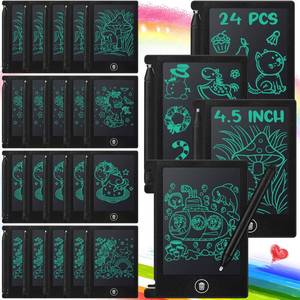 lot 6300 image: Zhehao 24 Pack LCD Mini Writing Tablet for Kids 4.5 Inch Doodle Board Bulk Erasable Reusable Electronic Drawing Pad Birthday Party Favors Goodie Bag Classroom Gifts(Black)
