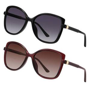 lot 6320 image: EYEGUARD 2 Pack Bifocal Reading Sunglasses for Women,Stylish Oversized Sun Readers Outdoor Reading Glasses 1.75