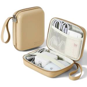 lot 6324 image: Linpr Charger Case for Macbook, Portable Tech Electronic Organizer Bag, Small Travel Storage Pouch for Laptop Accessories, MacBook Power Adapter, Charging Cords, USB Drives (Light Khaki, L)