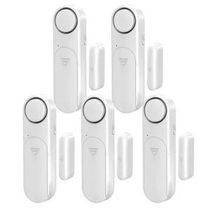 lot 6327 image: Window and Door Alarm When Opened (5 Pack) for Kids SafetyHome Security, Sliding Front Door Opening Sensor Alarms for Dementia, 120dB Burglar Alert, Ideal for Business, Garage, Apartment,House, White