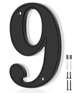 lot 6365 image: House Numbers 9, Emotionlite House Address Numbers, Black Large Modern House Numbers for Outside, Metal Mailbox Number, 5 Zinc Alloy Style