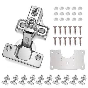 lot 6370 image: Mirdinner Cabinet Hinges - 10 Pack for 12 inch Overlay Cabinet, Face Frame Concealed 106Deg Self Closing Hinges, Stainless Soft Close Cabinet Door Hinges with Mounting Screws and Repair Plate