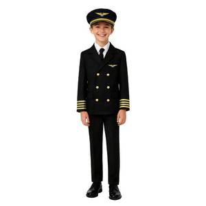 lot 6391 image: Davsolly Kids Pilot Uniform Boys Airline Captain Costume for Halloween Cosplay Birthday Party Gifts size M
