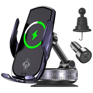 lot 6400 image: MGRFTOX 15W Wireless Fast Car Charger, Auto-Clamping Car Phone Holder with Rotating Vacuum Suction, Smart Sensor, 360° Adjustable Dashboard & Windshield Mount for iPhone & Samsung (Dark Purple)