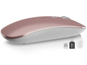 lot 6412 image: SABLUTE M31 Bluetooth Mouse for MacBook ProAir, iPad - Rechargeable Tri-Mode Wireless Mouse for 3 Devices (BT 5.2  2.4G), Sleek Slim Silent Mouse for Surface, Windows, Rose Gold