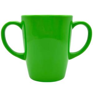lot 6421 image: Rosa Lifestyle Two Handled Melamine Mug �� Lightweight 126g, 400ml14oz Capacity �� Adult Drinking Mug, Drinking Cup, Sippy Cup for Adults (Green)