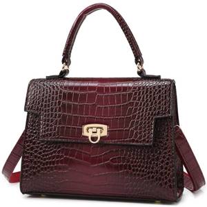 lot 6435 image: Makukke Small Medium Structured Top Handle Handbags for Women, Crocodile Pattern Trendy Flap Crossbody Bag, Elegant Shoulder Purse Satchel