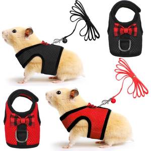 lot 6437 image: SATINIOR 2 Pieces Guinea Pig Bunny Harness Soft Mesh Hamster Rat Leash with Safe Bell, Ferret Pig Clothes and Leash Set for Hamster Ferrets Rats Bunny Guinea Chinchilla Teacup Chihuahua(S,Blue, Black)