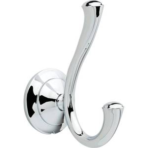 lot 6445 image: Delta Double Towel Hook for Bathroom or Kitchen Polished Chrome  Linden Accessories