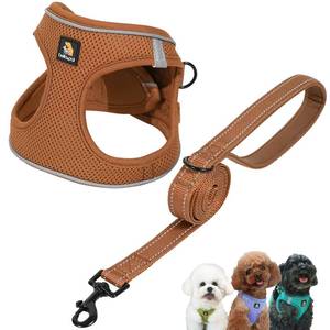lot 6454 image: BELLA & PAL Step in Vest Harness for Small and Medium Dogs, No Pull Puppy Harness with Leash Set, Comfortable Air Mesh Dogs Vest Harness with Reflective Strip (Mokka, XS)