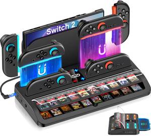 lot 6455 image: Upgraded Switch 2 Storage Dock for Nintendo Switch 2 Joycons&Console, 20 Game Card Slots All-in-one Joy-Con 2 Charging Docks, Compact Organizer Station for Bedroom & Gaming Setup,L