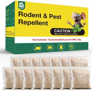 lot 6463 image: Pest Repellent Pouches 15Pack, Peppermint Oil Repellent for Mouse, Roach, Rodent, Spider, Ant, Mice, Rats, Pest Control Indoor & Outdoor