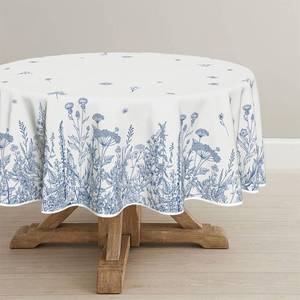lot 6477 image: Horaldaily Spring Summer Tablecloth 70�70 Inch Round, Wild Flowers Floral Blue Washable Seasonal Table Cover for Party Picnic Dinner Decor