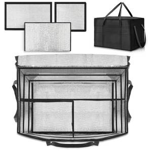 lot 6485 image: Maxdot Food Delivery Bag XXXL Insulated Pizza, Large Catering Delivery Bag with Removable Hard Bottom, Reusable Thermal Food Warmer Tote