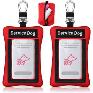 lot 6489 image: Oudain 2 Pcs Service Dog ID Holder Identification Service Dog Clip on Badge Holder Display Your Doggy Zippered Pouch Carry Small Items Clip on Badge Pocket with Card Slot