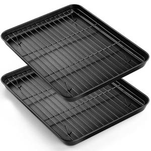 lot 6496 image: E-far Nonstick Baking Sheet with Rack Set, 12.5 x 9.5 x 1 Inch Cookie Sheet Baking Pans with Cooling Racks, Warp Resistant & Heavy-Duty, Non-Toxic & Easy Clean (2 Pans  2 Racks)