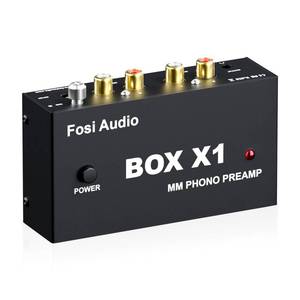 lot 6497 image: Fosi Audio Box X1 Phono Preamp for MM Turntable Mini Stereo Audio Hi-Fi PhonographRecord Player Preamplifier with 3.5MM Headphone and RCA Output with DC 12V Power Supply