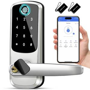 lot 9828 image: Smart Door Lock with Handle,Keyless Entry & Remote Access,Fingerprint Keypad Exterior Lock,Smart Locks for Front Door,Home,Airbnb & Rental,Electronic Deadbolt Lock,One-Time Password with TT Lock