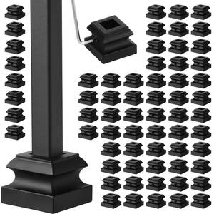 lot 9833 image: 72 Pcs Iron Baluster Shoes Bulk Stair Flat Shoe with Screw 12 Inch Flat Square Baluster Shoe Stair for Staircase Scroll Basket Twist Knuckle Staircase Metal, Satin Black