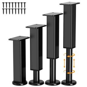 lot 9848 image: Smipam Furniture Legs 4 Pcs, Adjustable Metal Furniture Feet 7.2-12.5 Inch, Heavy Duty CouchSofa Replacement Legs Risers with Rubber Non-Slip Base for Bed Frame Slats, Cabinet, Table, Dresser