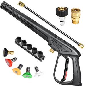lot 9865 image: Coyardor Pressure Washer Gun 3600 PSI with Extension Wand, Nozzle Holder & 5 Spray Tips, M22-14mm Fitting, Replacement for Ryobi, Karcher, Honda, Greenworks, Briggs & Stratton, Gas Power Washer