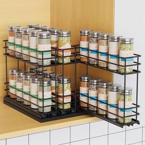 lot 9872 image: Mystozer Pull Out Spice Rack Organizer for Cabinet, Slide Out Spice Racks, Easy to Install Spice Cabinet Organizers, 7.4 Wx10.43 Dx8.26 H, 3 Drawers 2 Tiers(Black)
