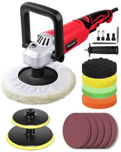 lot 9889 image: AVID POWER Car Buffer Polisher, 1200W 7 Inch6 Inch Rotary Buffer Waxer, 6 Variable Speed 1600-3500 RPM, Detachable Handle & Side Handle for Car Detailing, Boat Sanding, Polishing and Waxing