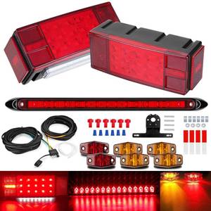 lot 9891 image: LIMICAR LED Submersible Boat Trailer Light Kit with 25 FT Wiring Harness, Stop Brake Turn Tail Lights, Amber Red Marker Lights and 13.7 Inch Third Brake Light Bar for Truck RV Utility Trailer