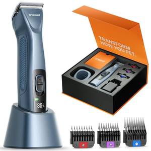 lot 9894 image: oneisall Professional Dog Grooming Clippers, Cordless Professional Dog Clippers for Grooming, 2-Speed Heavy Duty Clippers for Thick Curly Matted Coats, A5 Blade, Detachable Batteries, Metal Combs