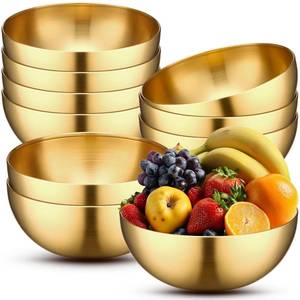 lot 9895 image: Nuogo 10 Pcs Gold Bowls 9.8 Inch Stainless Steel Mixing Bowls Decorative Esthetician Bowl for Facial Metal Serving Bowl for Holiday Birthday Party Wedding Baking Prepping Salad Fruit Soup