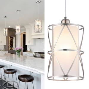 lot 9907 image: Zlierop Pendant Lights Kitchen Island with Frosted Glass, Brushed Nickel Hanging Kitchen Lights, Cylindrical Modern Pendant Light, Kitchen Pendant Lighting Over Island, Foyer, Dining Room, Entryway