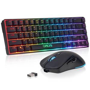 lot 10331 image: CHONCHOW 60% Wireless Gaming Keyboard and Mouse Combo, RGB Backlit Rechargeable LED Light Up Keyboards,Wireless Gaming Mouse and Keyboard for Xbox PS4 PS5 PC Laptop -Black