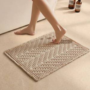 lot 10351 image: Sunfly Waffle Bath Mat, Boho Bath Rugs for Bathroom Floor Super Absorbent & Quick Dry, Non-Slip Washable Bath Mat with Tassels, Ultra Soft Farmhouse Bathroom Decor 1624 Beige