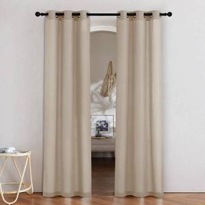 lot 10381 image: NICETOWN Thick Linen Blend 108 inches Long Curtains, Grommet Bedroom Window Treatments Privacy with Light Penetration Natural Linen Burlap for Living Room, Taupe, W55 x L108, 2 Panels