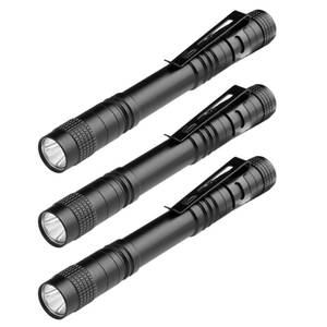 lot 10383 image: hoeslaw Mini Flashlight, AAA Small Pen Light with Clip, Portable 500lm Pocket Pen Flashlight for Inspection Repair Outdoor Emergency (3 Pack, Black, 5.1)