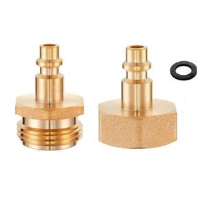lot 10387 image: Lead-Free Brass Winterize Blow Out Adapter for Sprinkler Systems Air Compressor Quick Connect 14 Quick Connect Plug to GHT 34 Garden Hose Fitting for RV, Travel Trailer, Boat & Camper