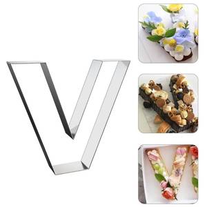 lot 10396 image: ZADE 8 Inch Alphabet V Cake Mousse Mold 304 Stainless Steel Large Size Letter Alphabet Tiramisu Cheesecake Mold Bakeware 3D Cake Dessert Baking Pan for DIY Birthday Wedding Party